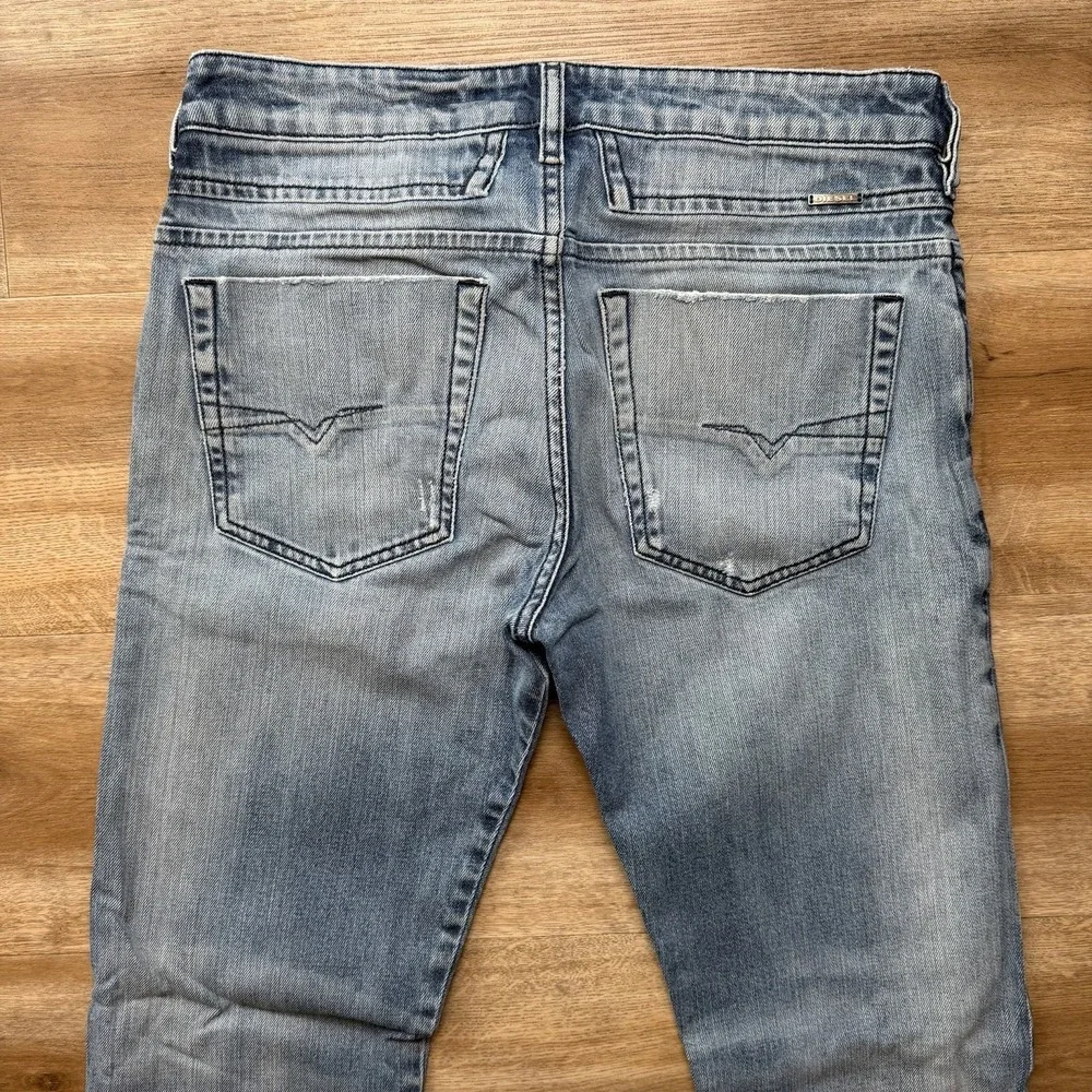 Diesel D-Bazer Jeans Men 29x32 Blue Regular Tapered Light Wash Distressed 084DD